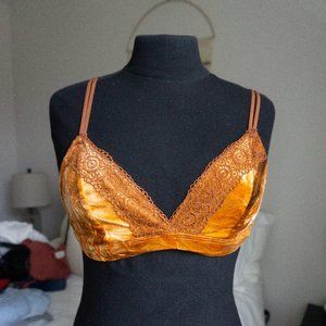 Orange Crushed Velvet Bralette